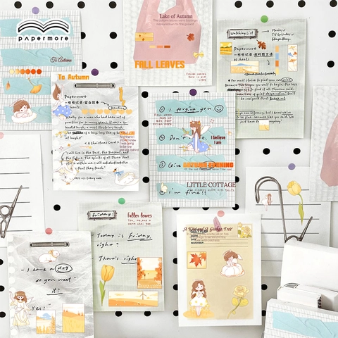 PET Transparent Autumn Story Stickers Waterproof Vintage Floral Decorative Decals For Journal Laptop Guitar Phone DIY