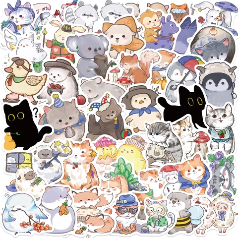 Cute Hand Drawn Animal Stickers PVC Waterproof Graffiti Decals For Laptop Suitcase iPad DIY Decorative Stickers For Kids