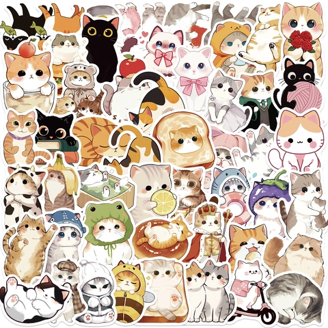 Dessin Animé Mignon Chat Autocollants Imperméable PVC Vinyle Décalcomanies pour Ordinateur Portable Bagages iPad DIY Cadeau