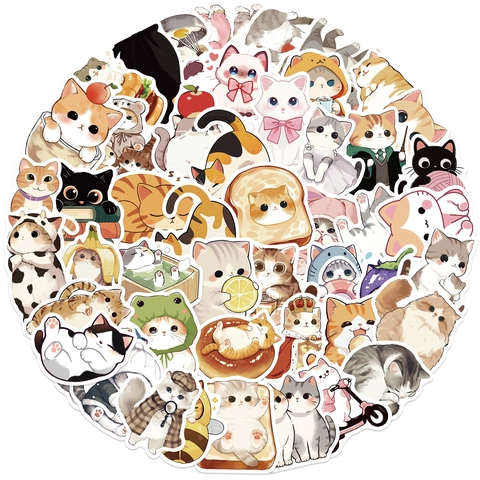Dessin Animé Mignon Chat Autocollants Imperméable PVC Vinyle Décalcomanies pour Ordinateur Portable Bagages iPad DIY Cadeau