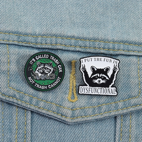 Lustiger Waschbär Emaille Anstecknadel Süße Cartoon Mülltonne Legierung Brosche Abzeichen Für Rucksack Jacke Damen Herren Schmuck