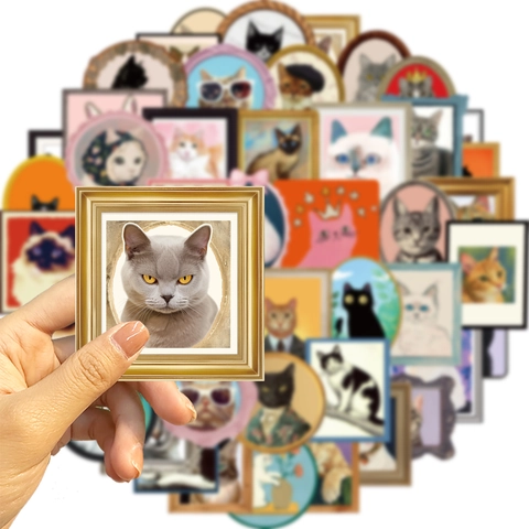 Vintage Cartoon Cat Graffiti Stickers Waterproof PVC Decals For Laptop Suitcase Ipad Phone Case DIY Decoration