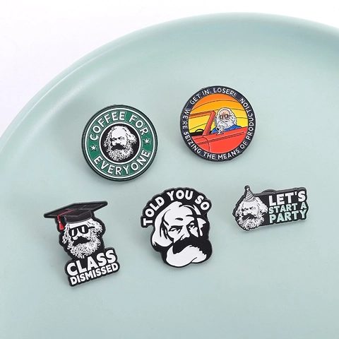 Lustige Karl Marx Emaille Brosche Pin Kreative Pop Art Metall Abzeichen Für Rucksack Kleidung Zinklegierung Humorvoll Charakter Souvenir Zubehör