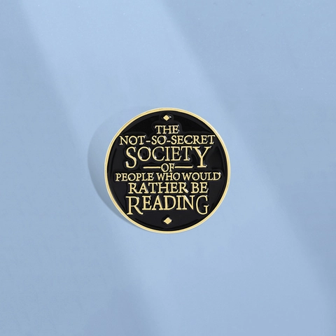 Round Reading Society Enamel Pin Book Lovers Black Gold Zinc Alloy Letter Brooch Badge For Bag Clothes Jewelry Gift