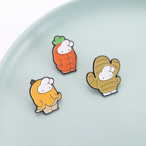Cartoon Karotte Banane Ingwer Figur Legierung Emaille Brosche Süße Tier Abzeichen Für Kleidung Schal Pin Damen Herren Schmuck