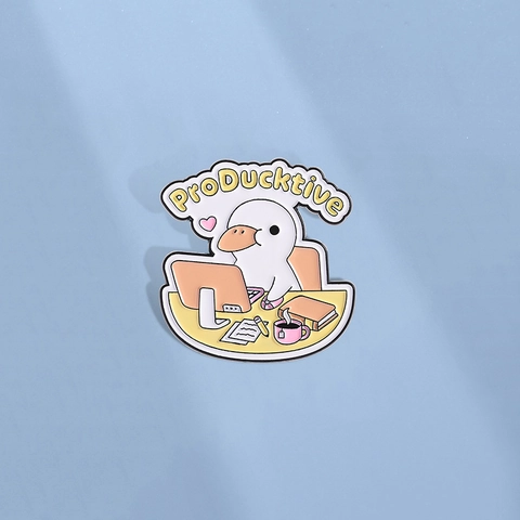 Pin de Esmalte de Pato Trabajador ProDucktive Broche de Aleación de Zinc para Mochila Ropa Joyería de Dibujos Animados