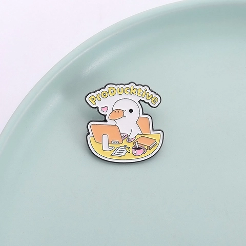 Pin de Esmalte de Pato Trabajador ProDucktive Broche de Aleación de Zinc para Mochila Ropa Joyería de Dibujos Animados