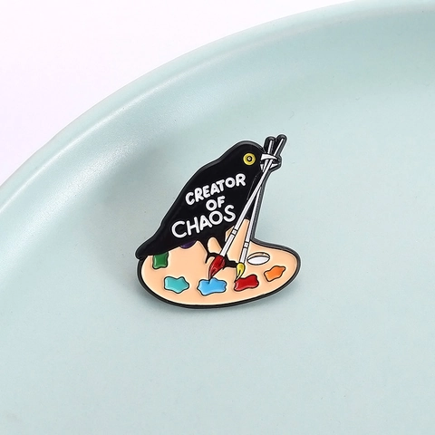 Kreative Künstler Vogel Krähe Palette Emaille Pin Chaos Schöpfer Legierung Brosche Für Rucksack Kleidung Dekor Schmuck