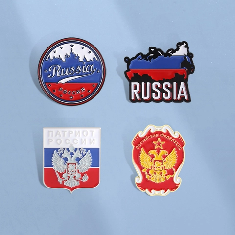 Russia Map Double Headed Eagle Enamel Brooch Pin Zinc Alloy Badge Patriotic Jewelry For Men Women Bag Accessories
