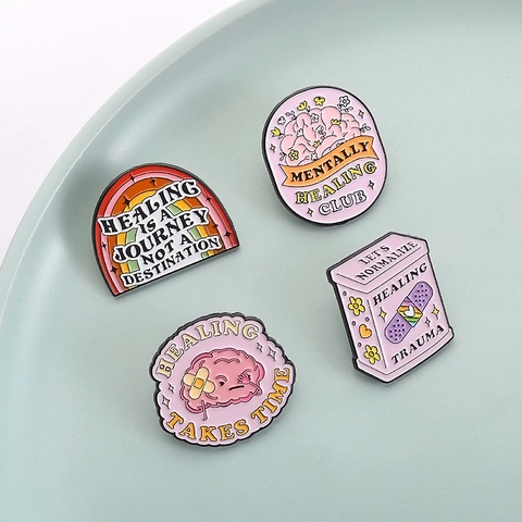 Spille in Smalto per la Salute Mentale in Lega di Zinco Cervello Arcobaleno Spille per Vestiti Borse Gioielli Cartone Animato Regalo