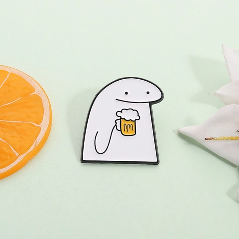 Lustige Flork Mit Bier Emaille Pin Personalisierte Zinklegierung Cartoon Strichmännchen Brosche Für Kleidung Rucksack Schmuck Geschenk