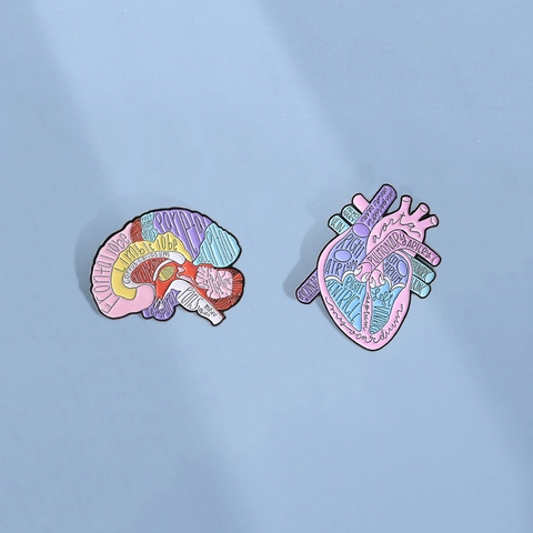 Spilla in Smalto Anatomico Cervello Cuore Lega di Zinco Gioielli Medici per Medici Infermieri Studenti Distintivo per Vestiti Accessorio