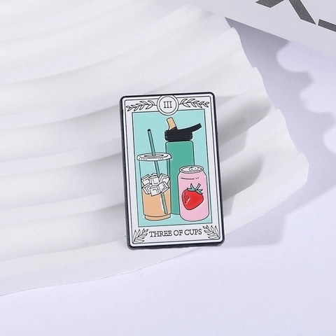 Tarot Drei Der Kelche Emaille Brosche Pin Kreativ Cartoon Getränke Zinklegierung Abzeichen Schmuck Zubehör Für Kleidung Taschen