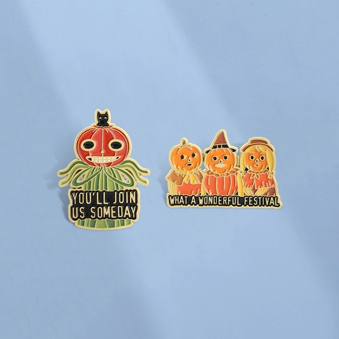 Halloween Pompoen Emaille Pin Cartoon Vogelverschrikker Kat Badge Grappig Personage Broche Voor Kleding Rugzak Decoratie
