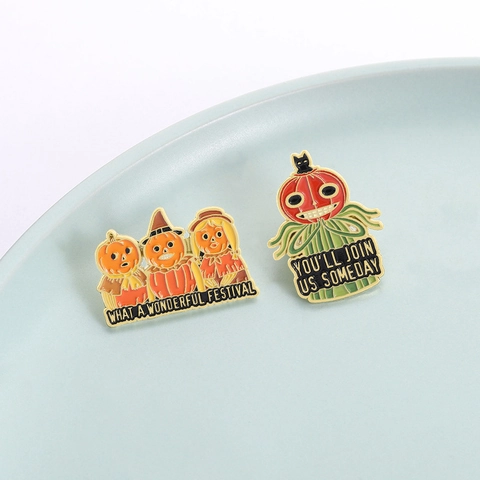 Halloween Pompoen Emaille Pin Cartoon Vogelverschrikker Kat Badge Grappig Personage Broche Voor Kleding Rugzak Decoratie