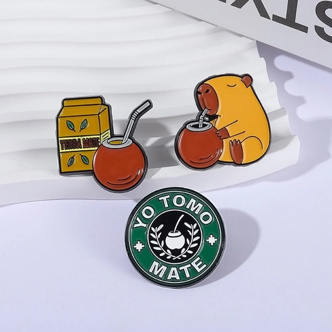 Kreativ Yerba Mate Wasserschwein Emaille Brosche Pin Zinklegierung Cartoon Tier Abzeichen Für Rucksack Kleidung Deko Geschenk