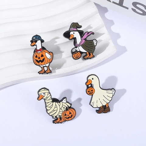 Broche en Émail de Canard d'Halloween Mignonne Style Fantôme Sorcier Citrouille Momie Broche en Alliage de Zinc pour Accessoires de Vêtement