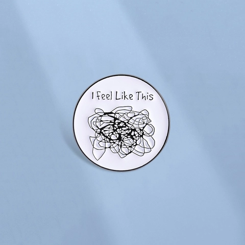 Creative Abstract Line Enamel Pin I Feel Like This Mood Lettering Round Brooch For Clothes Backpack Unisex Minimalist Jewelry