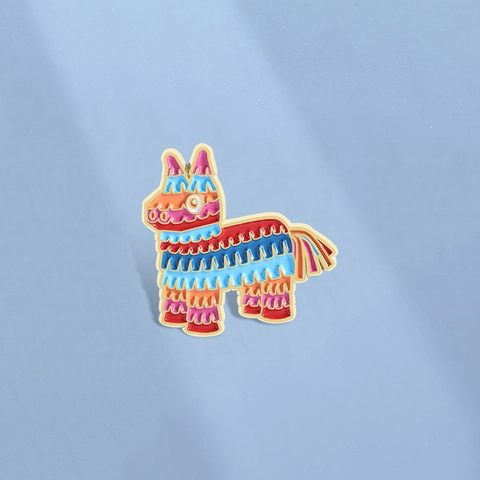Mexikanisches Piñata Pony Emaille Brosche Pin Zinklegierung Buntes Cartoon Tier Abzeichen Für Festival Party Dekoration