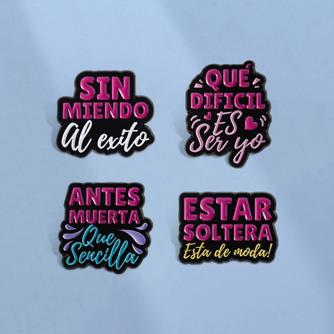 Spanish Slogan Enamel Pin Zinc Alloy Badge For Clothing Backpack Creative Trendy Lettering Brooch Decorative Jewelry