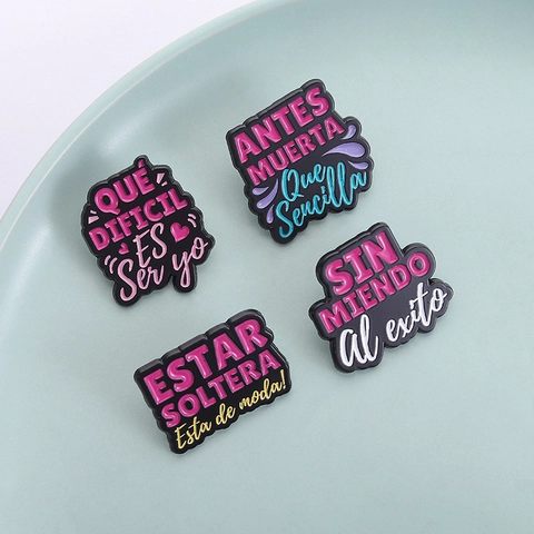 Spanish Quote Enamel Pin Cartoon Text Alloy Brooch Badge Individual Fun Phrase Lapel Pin Clothing Backpack Accessory For Women Men