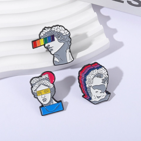 Pop Art David Venus Sculpture Enamel Pins Zinc Alloy Colorful Artistic Classical Statue Brooches Badges For Bags Clothing Accessories