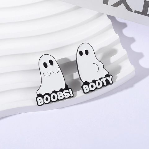 Drôle Fantôme de Dessin Animé Broche Alliage de Zinc Halloween Enamel Pin Badge Personnalisé Booty Boobs Fantôme Badge Bijoux Cadeau