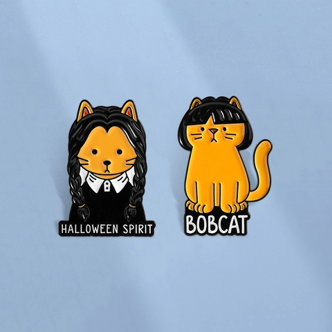 Ensemble de Broches en Émail de Chat de Dessin Animé Thème Halloween Badge Animal en Alliage de Zinc pour Sac à Dos