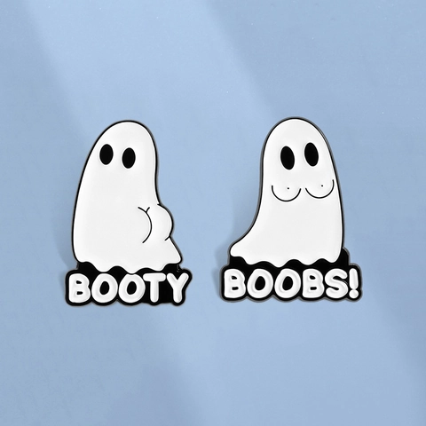 Lustige Geist Emaille Pin Cartoon Booty Boobs Brosche Zinklegierung Abzeichen Für Halloween Party Rucksack Unisex Kleidung