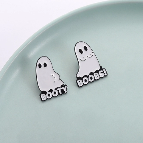 Lustige Geist Emaille Pin Cartoon Booty Boobs Brosche Zinklegierung Abzeichen Für Halloween Party Rucksack Unisex Kleidung