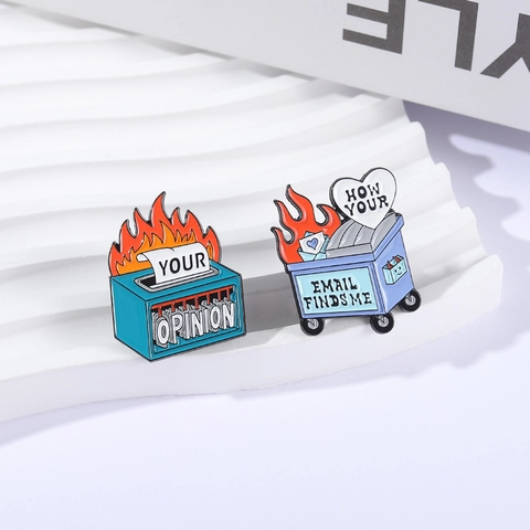 Funny Dumpster Fire Enamel Pin Brooch Alloy Workplace Sarcastic Lapel Pin Badge Jewelry For Backpack Jacket Hat Decoration