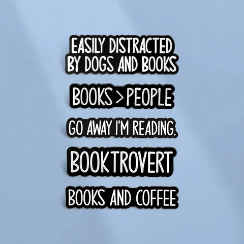 Literary Zinc Alloy Enamel Pin Slogan Badge Books Dogs Coffee Brooch For Backpack Clothing Jacket Lapel Pin Gift For Book Lovers
