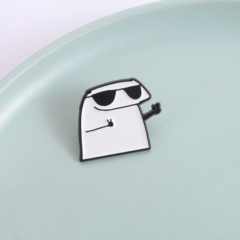Creative Alloy Enamel Cartoon Character Brooch Sunglasses Peace Sign Pin Badge Quirky Fashion Decorative Jewelry Accessory