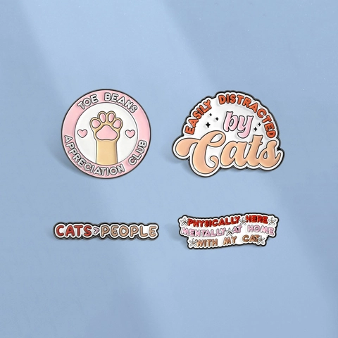 Ensemble de Pin's en Émail Amoureux des Chats Alliage Distrait par les Chats Broche Badge pour Femme Homme Cadeau Propriétaire Chat