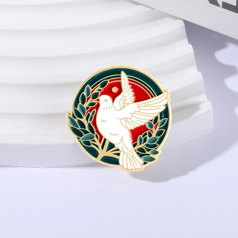 Peace Dove Olive Branch Enamel Brooch Pin Creative Symbol Of Peace Zinc Alloy Badge For Clothes Backpack Accessories Jewelry Gift