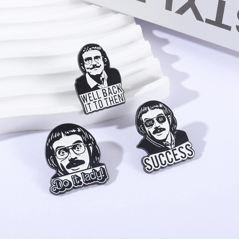 Vintage Zwart En Wit Emaille Pin Humoristisch Portret Slogan Brosje Badge Voor Rugzak Kleding Accessoires