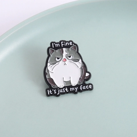 Humorvolle Grumpy Cat Emaille Pin Lustige Zinklegierung Brosche Abzeichen Cartoon Tier Schmuck Für Kleidung Taschen Hut Dekor