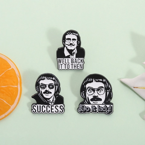 Vintage Zwart En Wit Emaille Pin Humoristisch Portret Slogan Brosje Badge Voor Rugzak Kleding Accessoires