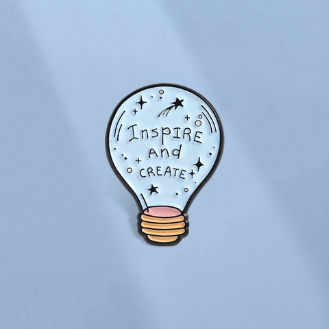 Inspirational Light Bulb Enamel Brooch Light Blue Stars Shooting Stars Creative Zinc Alloy Lapel Pin Badge Jewelry Gift