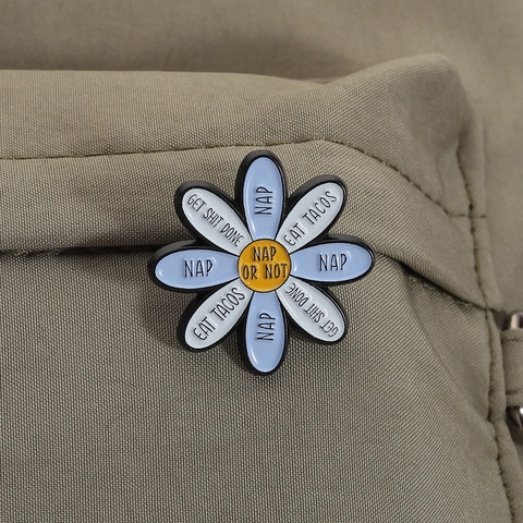 Creative Flower Enamel Pin Funny English Quote Zinc Alloy Brooch Cute Daisy Badge For Backpack Clothing Accessory Unisex Jewelry