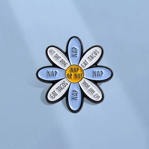 Lustiges Gänseblümchen Emaille Pin Zinklegierung Brosche Mit Nap Eat Tacos Get Shit Done Sprüchen Für Kleidung Taschen Deko