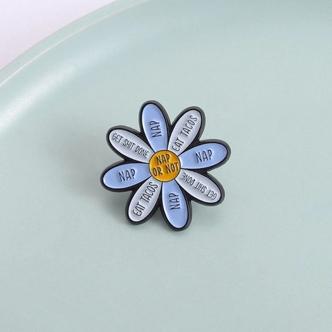 Lustiges Gänseblümchen Emaille Pin Zinklegierung Brosche Mit Nap Eat Tacos Get Shit Done Sprüchen Für Kleidung Taschen Deko