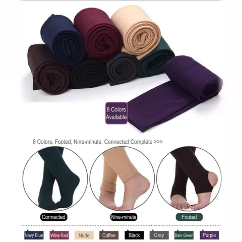 Dames Winter Thermische Fleece Gevoerde Leggings Hoge Taille Warme Stirrup Panty Effen Kleur Elastische Afslankende Leggings