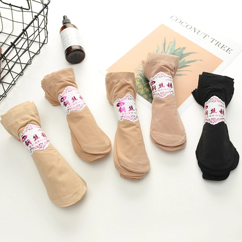 Women Ultra Thin Anti-Snag Ankle Socks Breathable Velvet Nylon Short Stockings Sheer Solid Color Elastic Socks