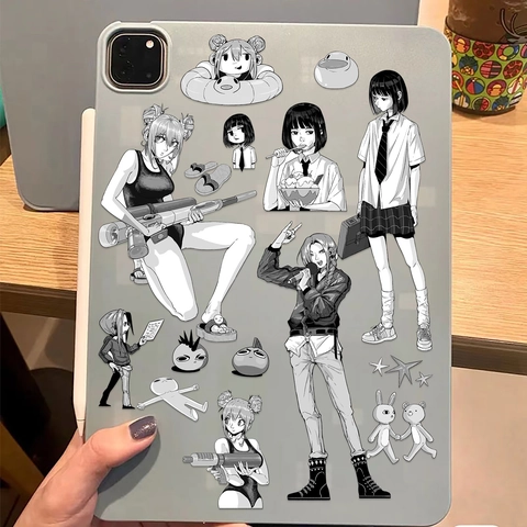Schwarz-Weiß Anime Charakter Aufkleber PVC Wasserdicht DIY Scrapbooking Collage Decals Für Laptop Telefon Journal Dekoration