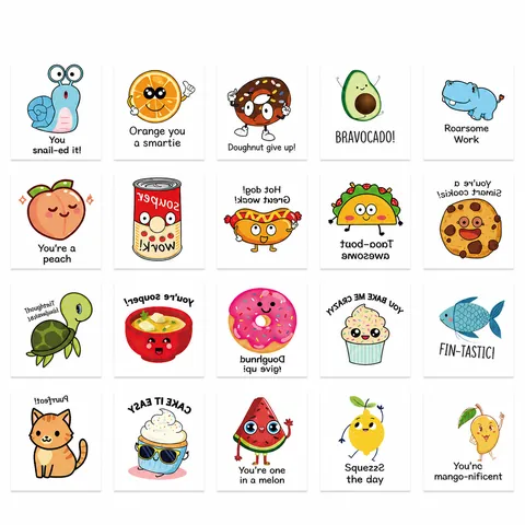 Kinderen Tijdelijke Tatoeagestickers Cartoon Dieren Voedsel Woordspelingen Waterdichte Tatoeages Voor Kinderfeestje Lichaamskunst