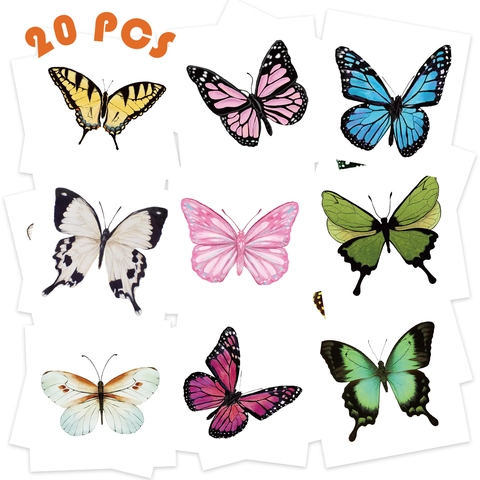 Bunte Schmetterling Temporäre Tattoo Aufkleber Wasserdicht Schmetterling Designs Für Kinder Damen Körperkunst Party Dekorationen