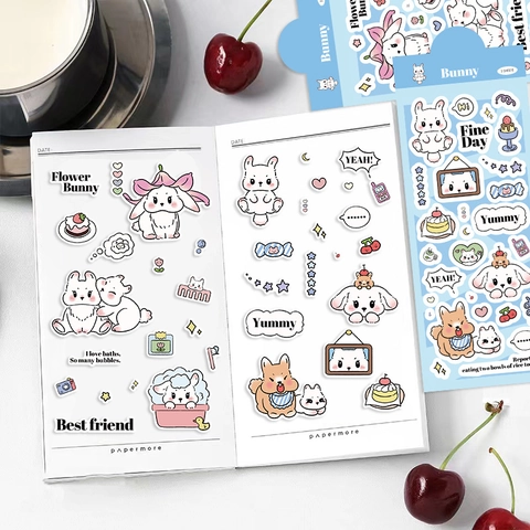 Süße Cartoon Blumen Hase PET Aufkleber Wasserdichte Dekorative Schreibwaren Aufkleber Für Journaling Scrapbooking Handyhülle DIY Dekor