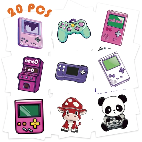 Retro Game Controller Tijdelijke Tatoeages Voor Kinderen Gamer Party Gunsten Waterdicht Cartoon Spelcomputer Body Art