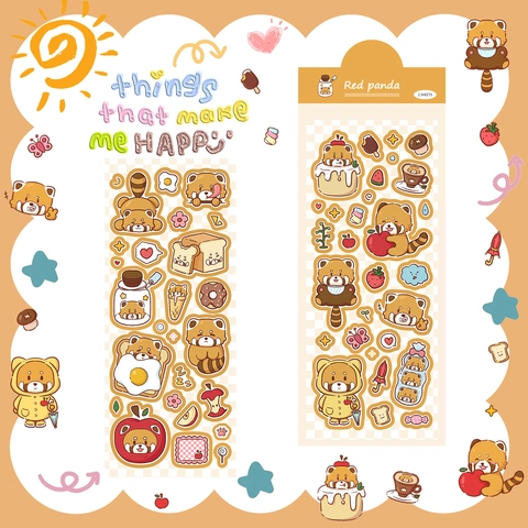 Süße Roter Panda Cartoon Aufkleber Wasserdicht PET Koreanischer Stil Dekorative Sticker Für Journaling Scrapbooking DIY Handyhülle